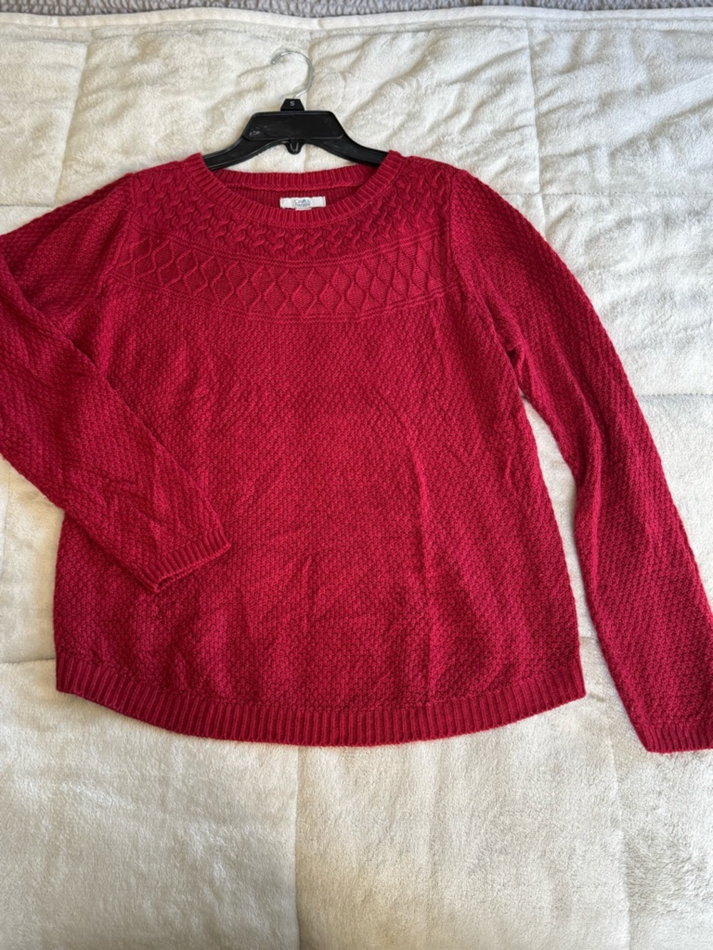 croft & barrow Red Cable Yoke Crewneck Sweater